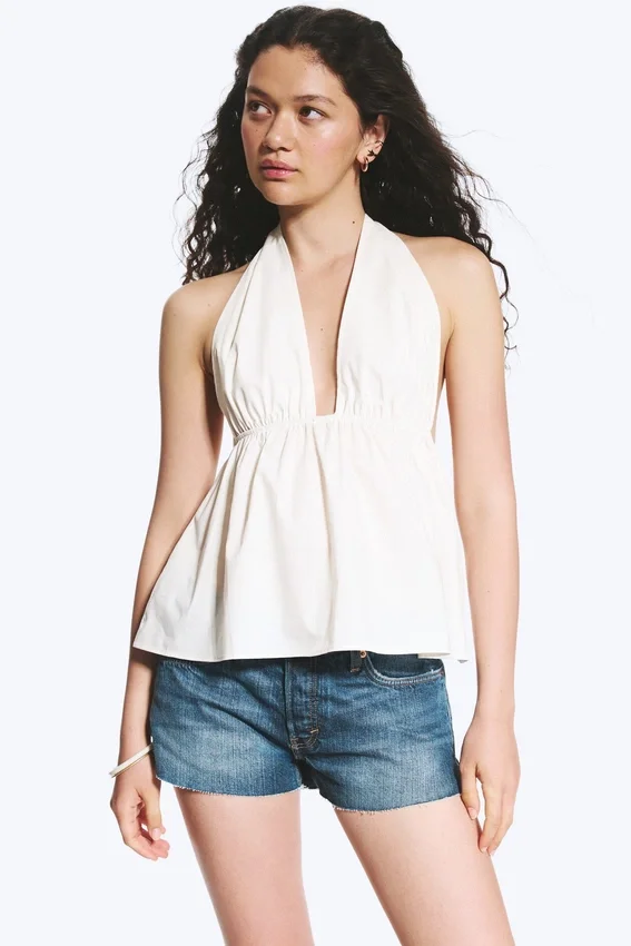 Halterneck Cotton Top – off White Halterneck Cotton Top – off White