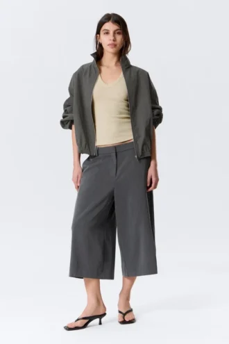Hanne H Capri Suiting Trousers – Dark Grey Melange