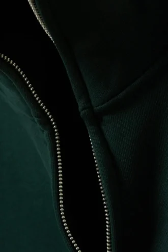 Heavyweight Funnel Neck Zip Sweater – Dark Green
