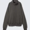 Heavyweight Funnel Neck Zip Sweater – Dark Grey Heavyweight Funnel Neck Zip Sweater – Dark Grey