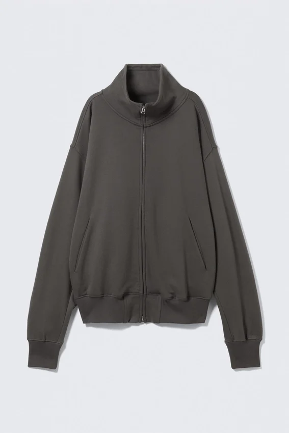 Heavyweight Funnel Neck Zip Sweater – Dark Grey Heavyweight Funnel Neck Zip Sweater – Dark Grey