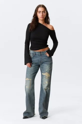 Helix Low Rise Regular Flared Jeans – Arizona Worn – Medium Blue