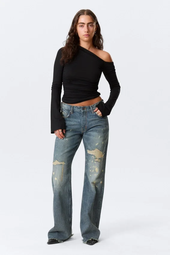 Helix Low Rise Regular Flared Jeans – Arizona Worn – Medium Blue Helix Low Rise Regular Flared Jeans – Arizona Worn – Medium Blue