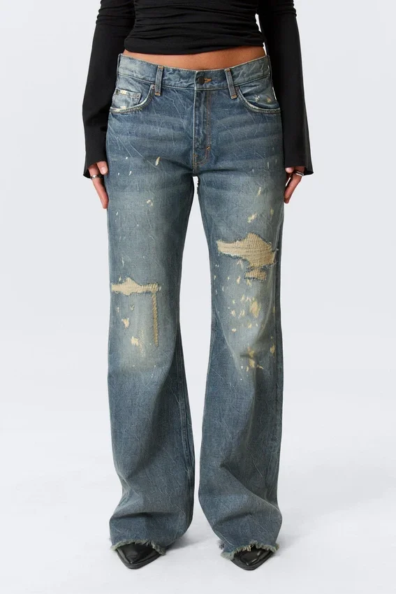 Helix Low Rise Regular Flared Jeans – Arizona Worn – Medium Blue Helix Low Rise Regular Flared Jeans – Arizona Worn – Medium Blue
