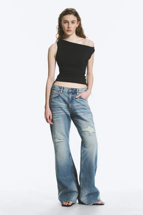 Helix Low Rise Regular Flared Jeans – Sky Worn – Medium Blue Helix Low Rise Regular Flared Jeans – Sky Worn – Medium Blue