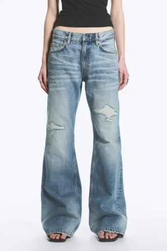 Helix Low Rise Regular Flared Jeans – Sky Worn – Medium Blue