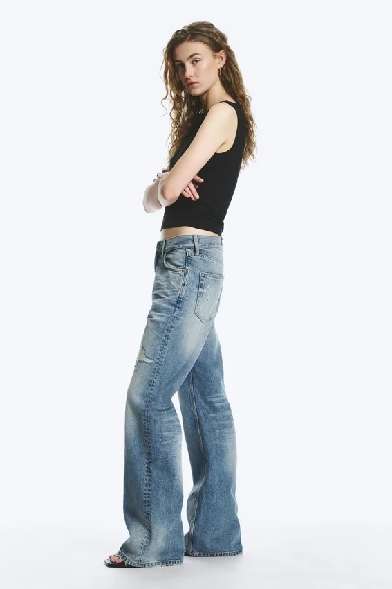 Helix Low Rise Regular Flared Jeans – Sky Worn – Medium Blue Helix Low Rise Regular Flared Jeans – Sky Worn – Medium Blue