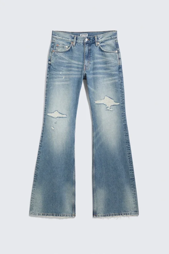Helix Low Rise Regular Flared Jeans – Sky Worn – Medium Blue Helix Low Rise Regular Flared Jeans – Sky Worn – Medium Blue