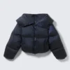 High Collar Cropped Down Jacket – Dark Navy Blue High Collar Cropped Down Jacket – Dark Navy Blue