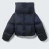 High Collar Cropped Down Jacket – Dark Navy Blue High Collar Cropped Down Jacket – Dark Navy Blue