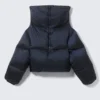 High Collar Cropped Down Jacket – Dark Navy Blue High Collar Cropped Down Jacket – Dark Navy Blue