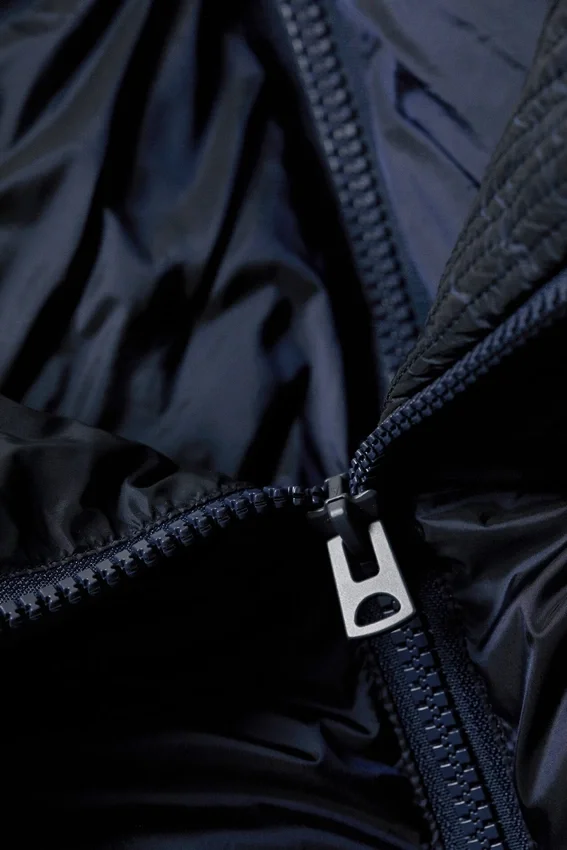 High Collar Cropped Down Jacket – Dark Navy Blue High Collar Cropped Down Jacket – Dark Navy Blue