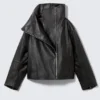 High Collar Leather Jacket – Black High Collar Leather Jacket – Black