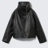 High Collar Leather Jacket – Black High Collar Leather Jacket – Black