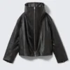 High Collar Leather Jacket – Black High Collar Leather Jacket – Black