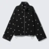 High-Neck Jacket – Dotted Black High-Neck Jacket – Dotted Black