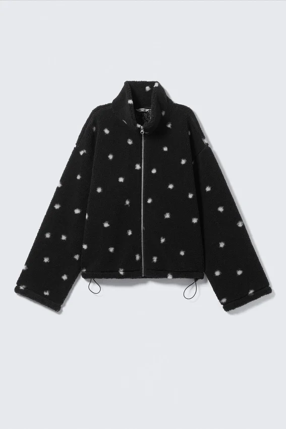 High-Neck Jacket – Dotted Black High-Neck Jacket – Dotted Black