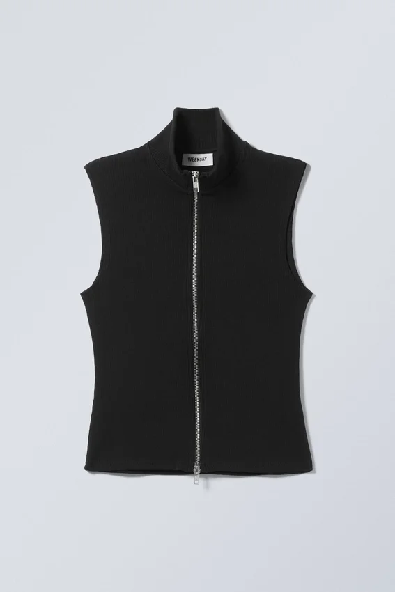 High Neck Zip Vest – Black High Neck Zip Vest – Black