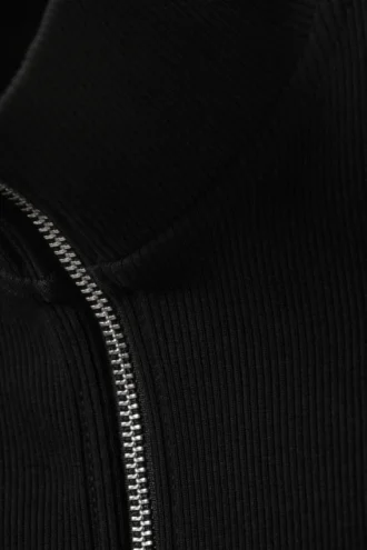 High Neck Zip Vest – Black