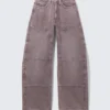 High Waisted Barrel Leg Jeans – Dusty Purple High Waisted Barrel Leg Jeans – Dusty Purple