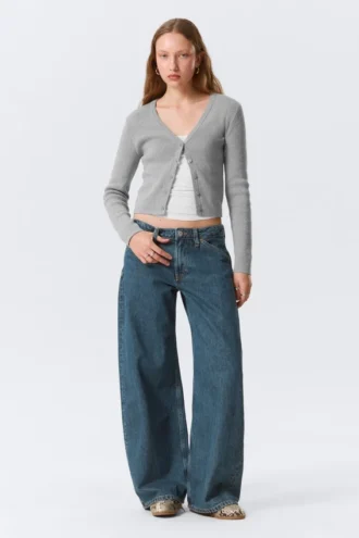 High Waisted Curved-Yoke Barrel Jeans – Blue Anthem – Medium Blue