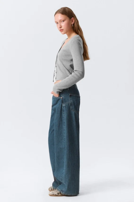 High Waisted Curved-Yoke Barrel Jeans – Blue Anthem – Medium Blue High Waisted Curved-Yoke Barrel Jeans – Blue Anthem – Medium Blue