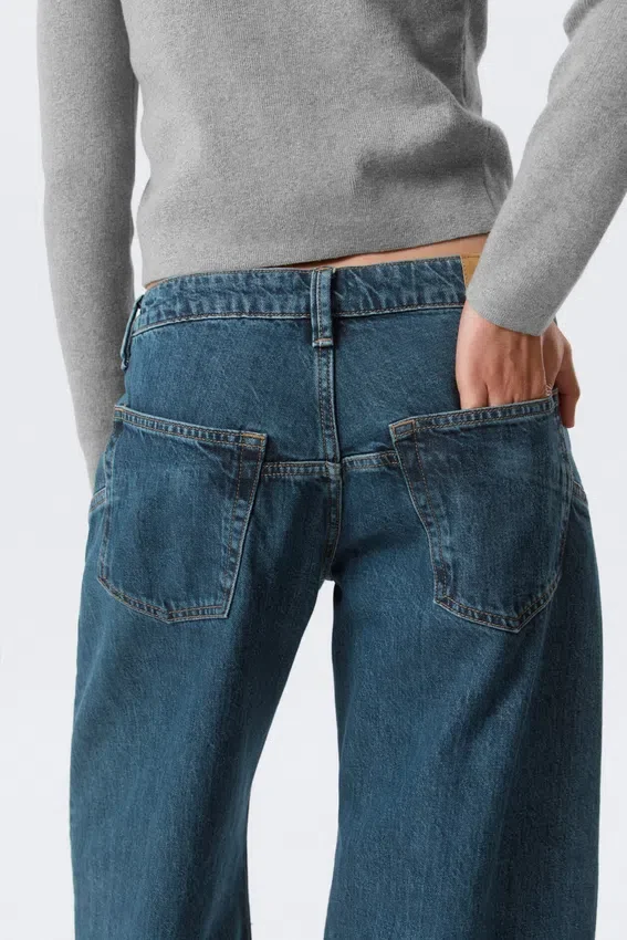High Waisted Curved-Yoke Barrel Jeans – Blue Anthem – Medium Blue High Waisted Curved-Yoke Barrel Jeans – Blue Anthem – Medium Blue