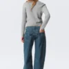 High Waisted Curved-Yoke Barrel Jeans – Blue Anthem – Medium Blue High Waisted Curved-Yoke Barrel Jeans – Blue Anthem – Medium Blue