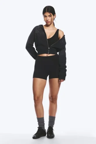 High Waisted Sports Biker Shorts – Black