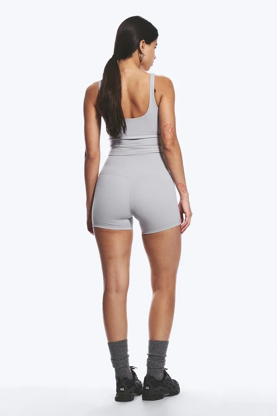 High Waisted Sports Biker Shorts – Light Grey High Waisted Sports Biker Shorts – Light Grey