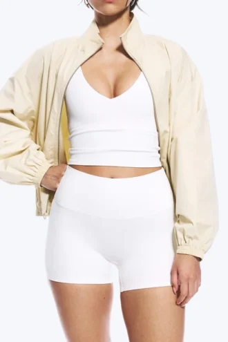 High Waisted Sports Biker Shorts – White