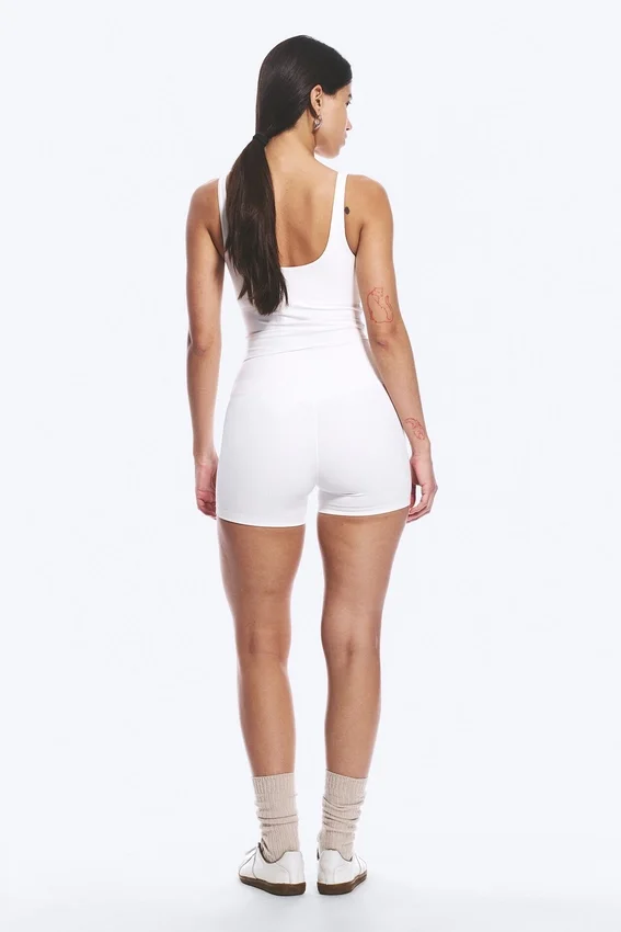 High Waisted Sports Biker Shorts – White High Waisted Sports Biker Shorts – White