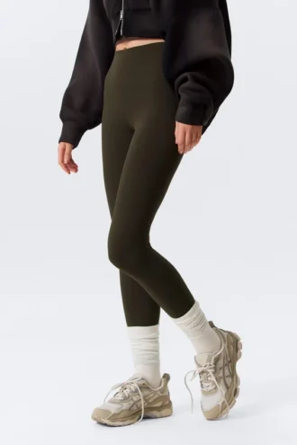 High Waisted Sports Tights – Dark Brown