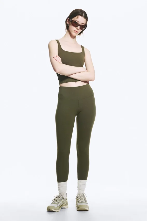 High Waisted Sports Tights – Dark Khaki Green High Waisted Sports Tights – Dark Khaki Green