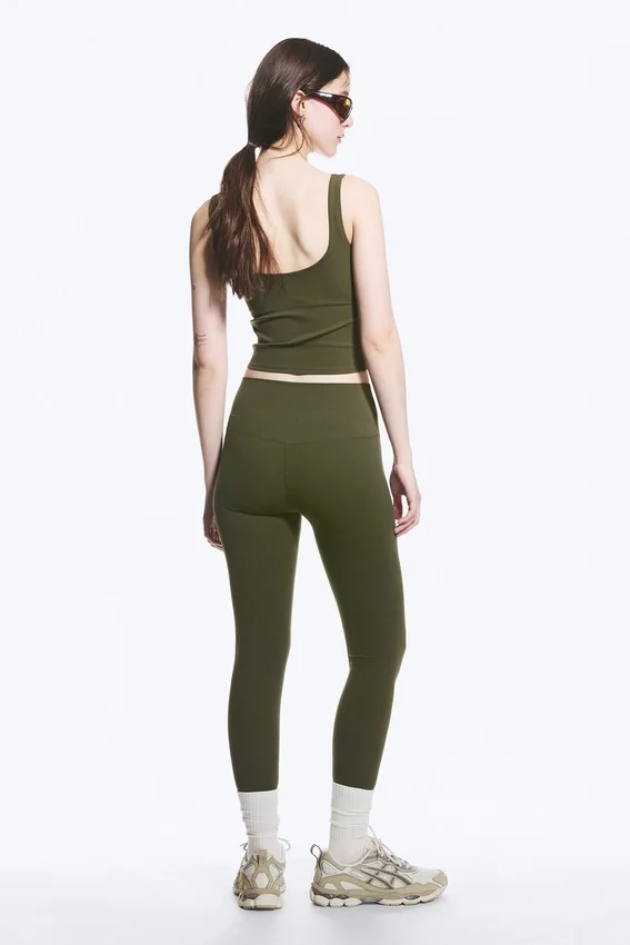 High Waisted Sports Tights – Dark Khaki Green High Waisted Sports Tights – Dark Khaki Green