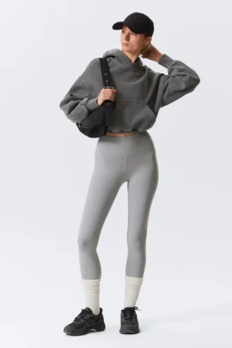 High Waisted Sports Tights – Light Dusty Grey