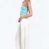 High Waisted Wide Leg Satin Trousers – White High Waisted Wide Leg Satin Trousers – White