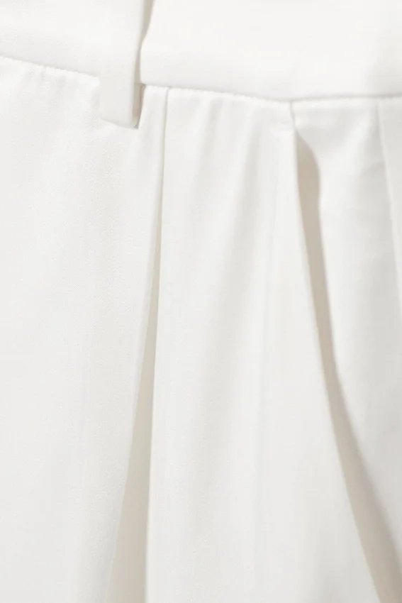 High Waisted Wide Leg Satin Trousers – White High Waisted Wide Leg Satin Trousers – White