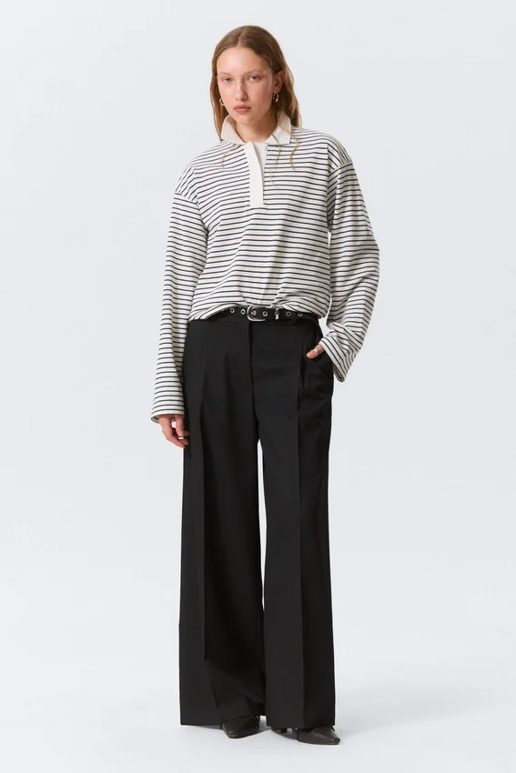 High Waisted Wide Leg Suiting Trousers – Black High Waisted Wide Leg Suiting Trousers – Black