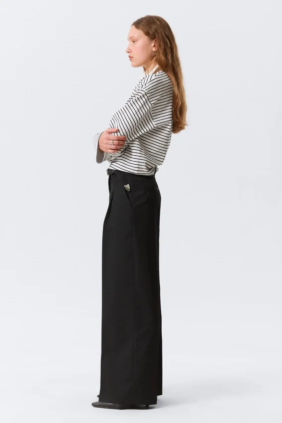 High Waisted Wide Leg Suiting Trousers – Black High Waisted Wide Leg Suiting Trousers – Black
