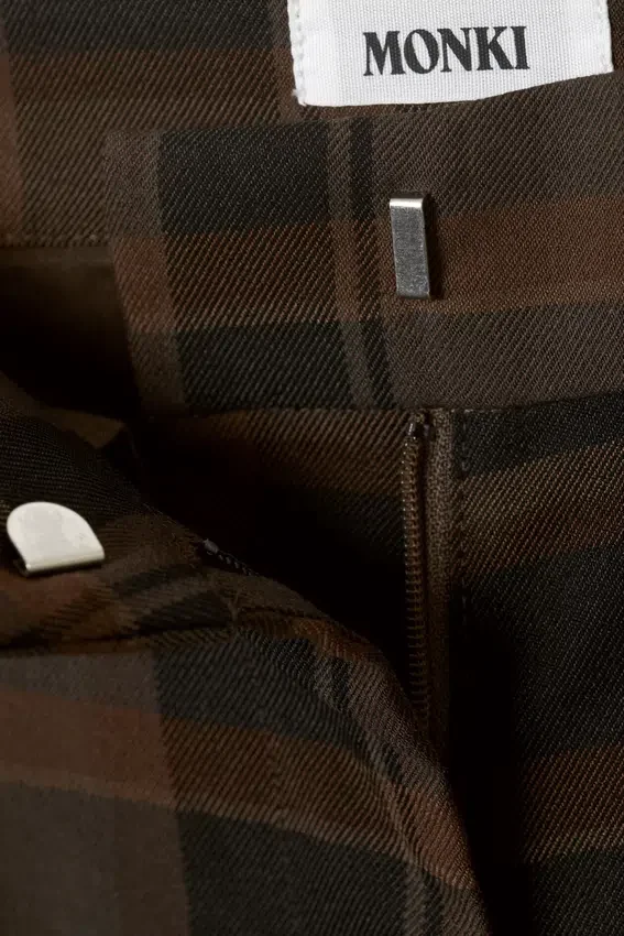 High Waisted Wide Leg Suiting Trousers – Checked Brown High Waisted Wide Leg Suiting Trousers – Checked Brown