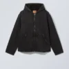 Hooded Denim Pile Jacket – Black Tie Hooded Denim Pile Jacket – Black Tie