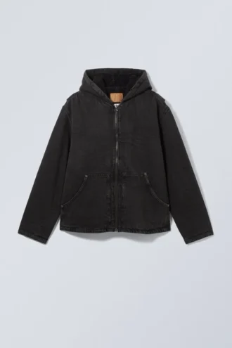 Hooded Denim Pile Jacket – Black Tie