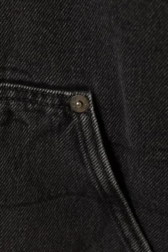 Hooded Denim Pile Jacket – Black Tie
