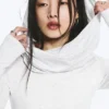 Hooded Long-Sleeved Mini Dress – Grey Melange Hooded Long-Sleeved Mini Dress – Grey Melange
