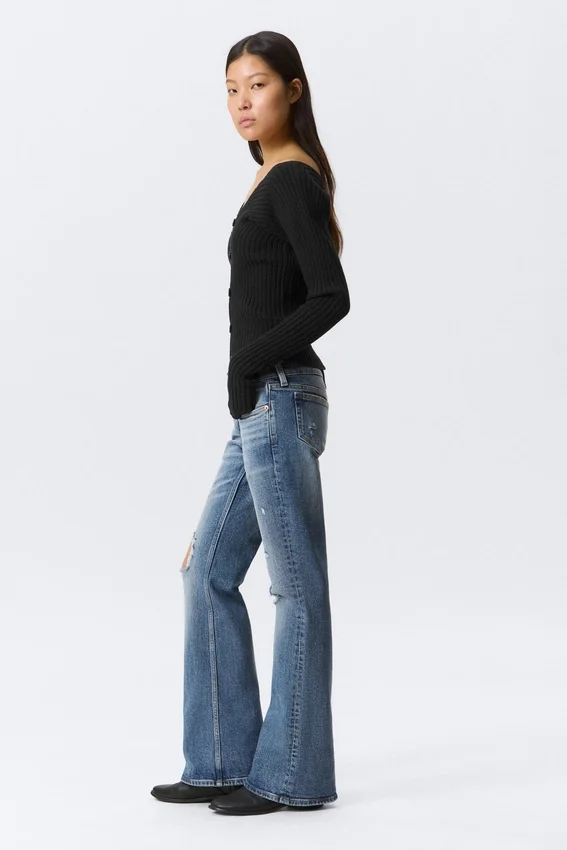 Hour Low Rise Skinny Bootcut Distressed Jeans – Blue Horses – Medium Blue Hour Low Rise Skinny Bootcut Distressed Jeans – Blue Horses – Medium Blue