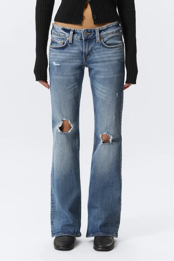 Hour Low Rise Skinny Bootcut Distressed Jeans – Blue Horses – Medium Blue Hour Low Rise Skinny Bootcut Distressed Jeans – Blue Horses – Medium Blue