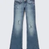 Hour Low Rise Skinny Bootcut Distressed Jeans – Blue Horses – Medium Blue Hour Low Rise Skinny Bootcut Distressed Jeans – Blue Horses – Medium Blue