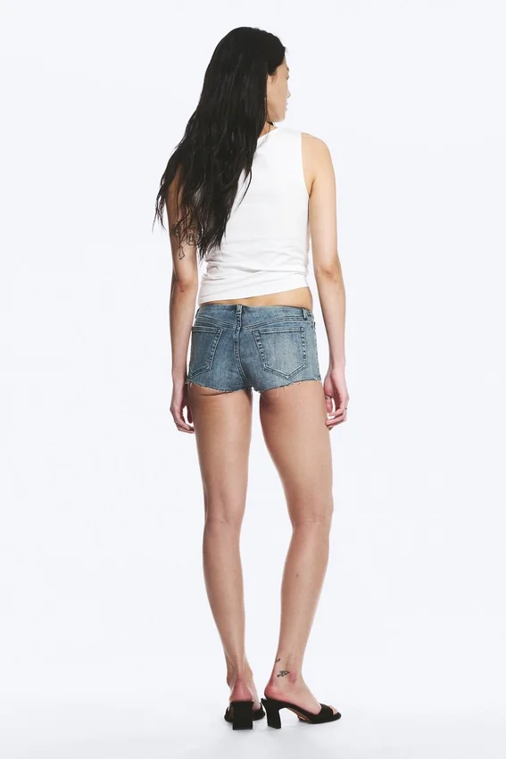 Hour Slim Low Rise Denim Hotpants – Gloria Blue – Medium Blue Hour Slim Low Rise Denim Hotpants – Gloria Blue – Medium Blue