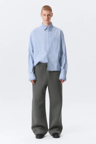 Hugo Hart Relaxed Double Collar Shirt – Blue – White Stripes